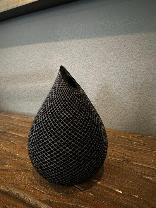 photo of Handmade 3D Printed Vase in Black color with Mesh Pattern