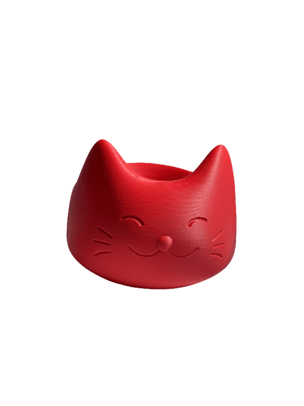 red smiling cat face bowl