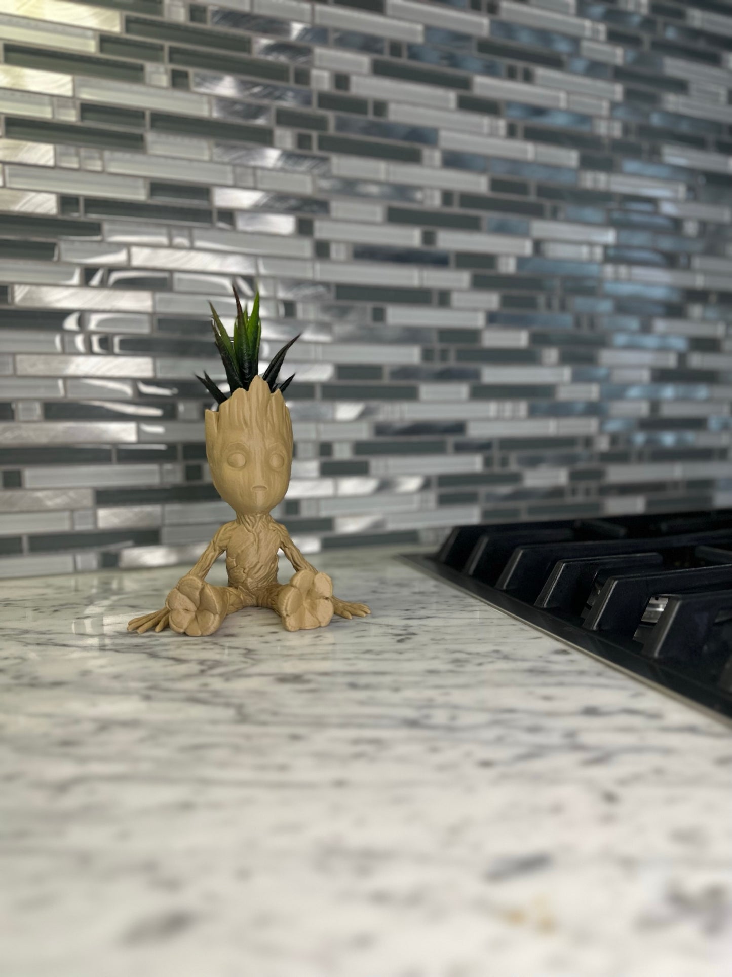 baby groot in the kitchen