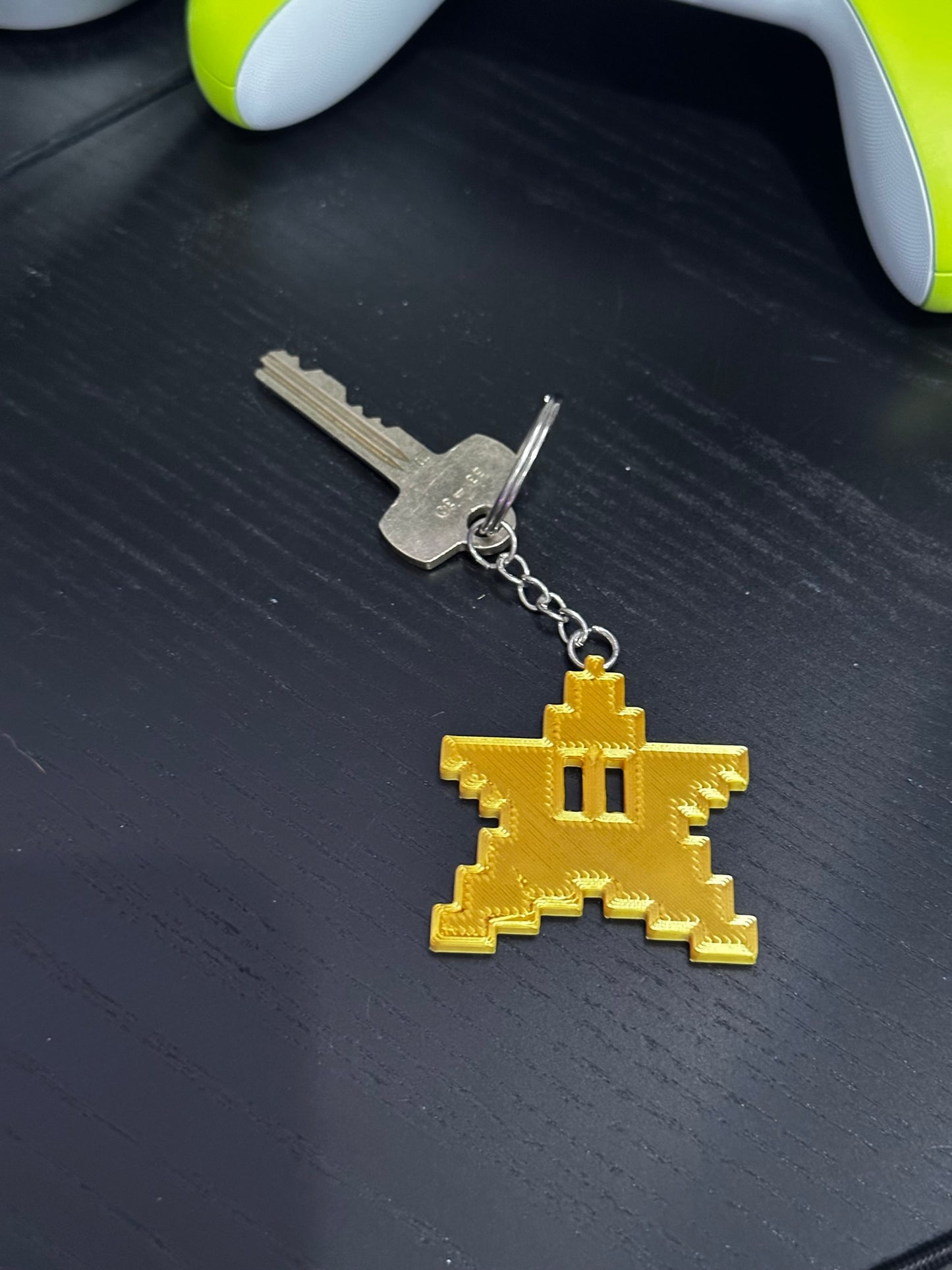 Super Mario Brothers Yellow Star Keychain - Handmade Keyring Inspired by the Iconic Movie
