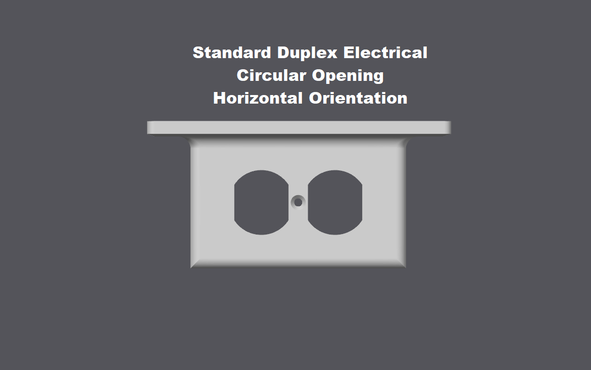 Wall plate cover for Standard Duplex Electrical in Horizontal Orientation