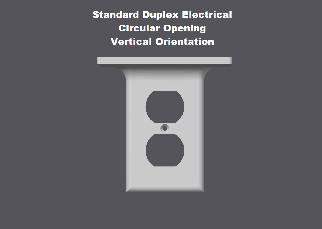 Wall plate cover for Standard Duplex Electrical in Vertical Orientation