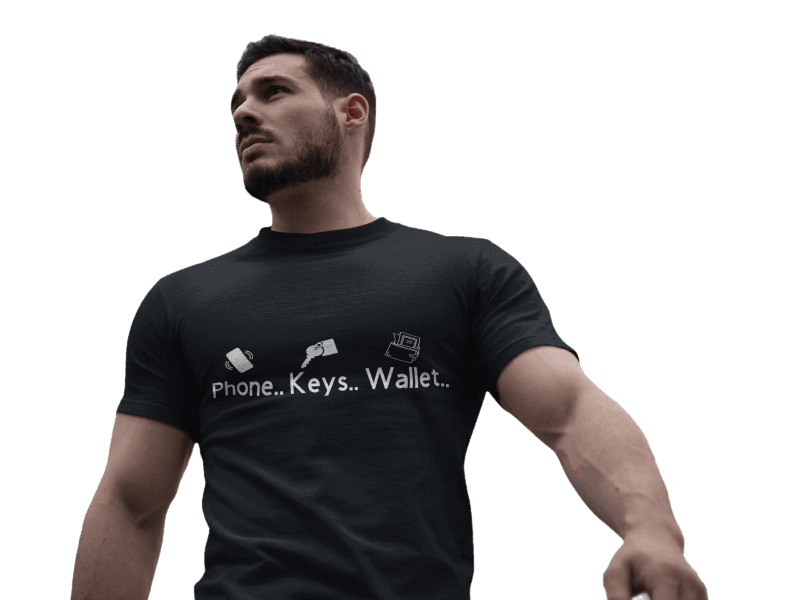phone keys wallet shirt with no background