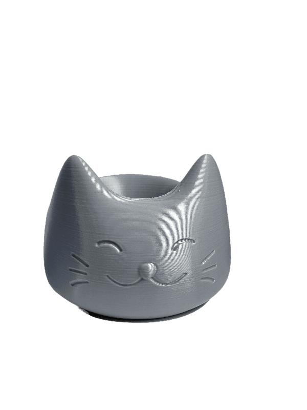 Silver smiling cat face
