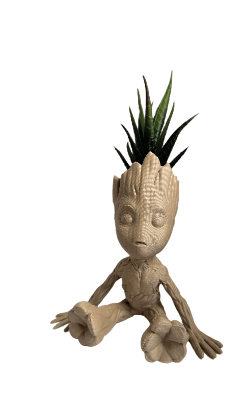 baby groot planter with fake plant for display